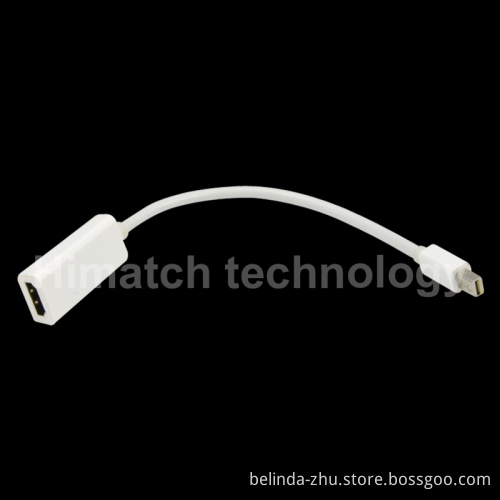 White Color Mini Dp to HDMI Adapter Cable for MacBook to HDTV